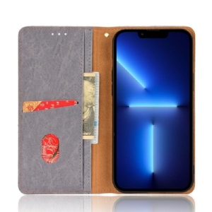 Etui Folio do iPhone 13 Pro Max Skórzany Futerał Ze Sztucznej Skóry W Stylu Retro