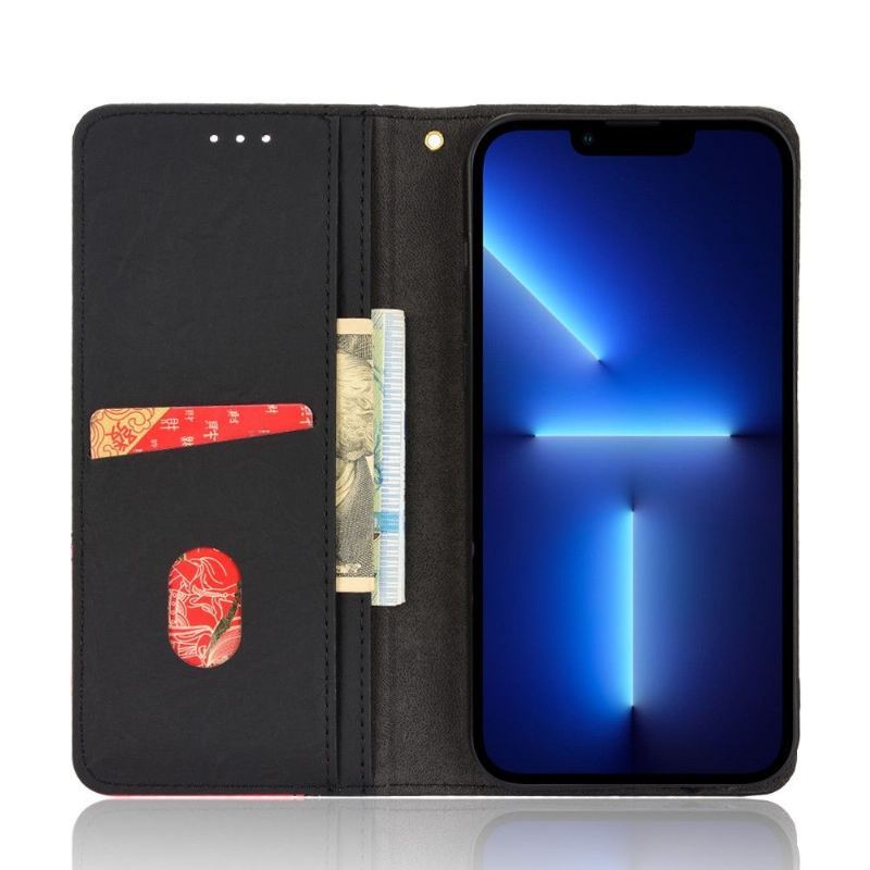 Etui Folio do iPhone 13 Pro Max Skórzany Futerał Ze Sztucznej Skóry W Stylu Retro