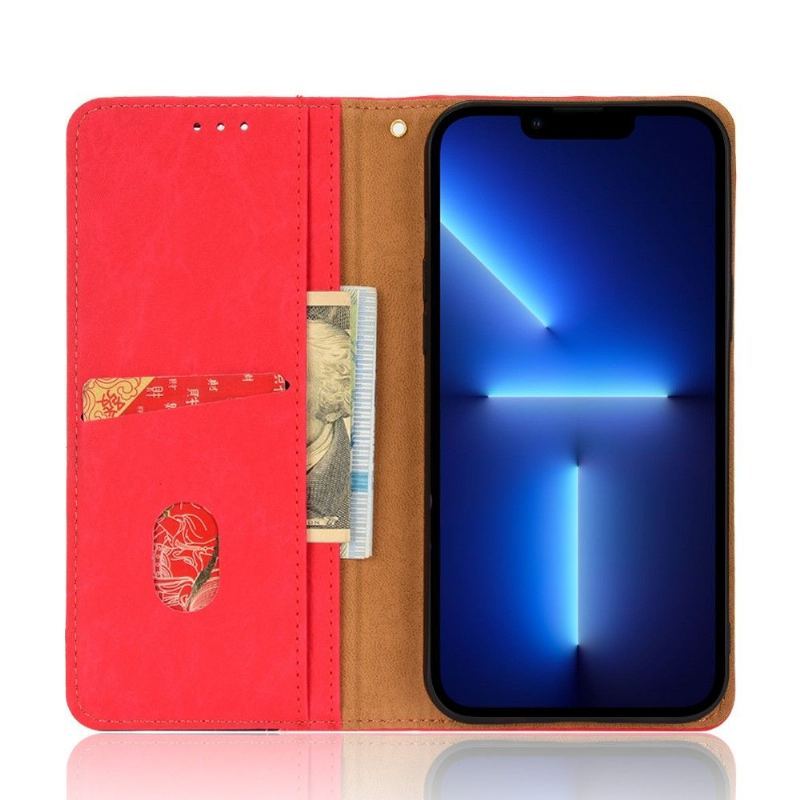 Etui Folio do iPhone 13 Pro Max Skórzany Futerał Ze Sztucznej Skóry W Stylu Retro