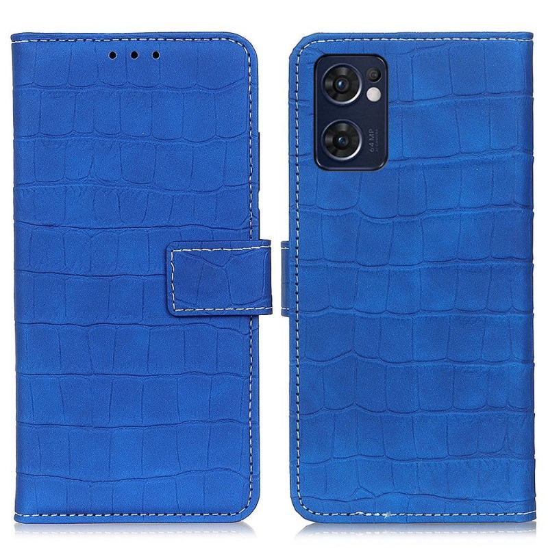 Skórzany Futerał do Oppo Find X5 Lite Anti-fall Croco Look Stitching