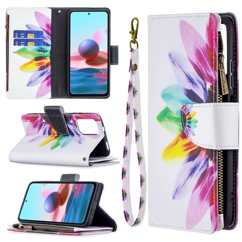 Etui Folio do Xiaomi Redmi Note 10 / 10S Kieszonka Zapinana Na Zamek W Kwiaty