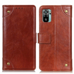 Etui Folio do Xiaomi Redmi Note 10 / 10S Nity W Stylu Vintage Ze Skóry Nappa