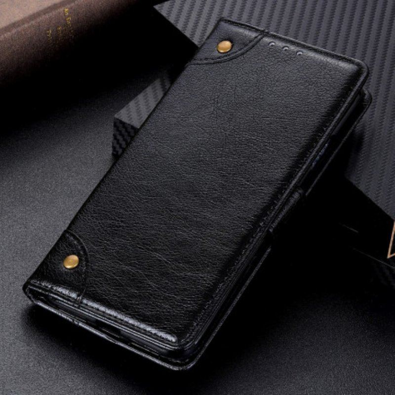 Etui Folio do Xiaomi Redmi Note 10 / 10S Nity W Stylu Vintage Ze Skóry Nappa