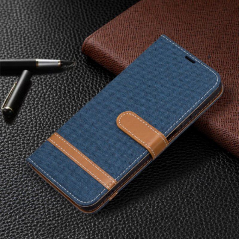 Etui Folio do Xiaomi Redmi Note 10 / 10S z Łańcuch Pasek Z Efektem Tkaniny I Skóry