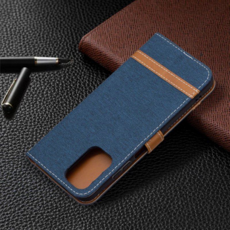 Etui Folio do Xiaomi Redmi Note 10 / 10S z Łańcuch Pasek Z Efektem Tkaniny I Skóry