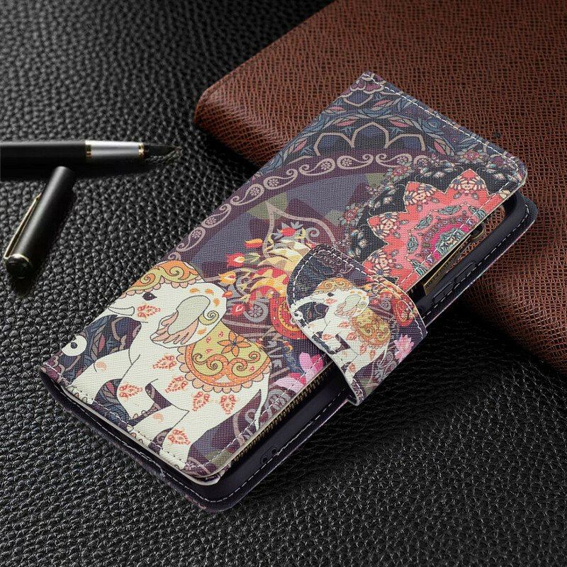 Etui Folio do Xiaomi Redmi Note 10 / 10S Zapinana Na Zamek Kieszeń Słonia