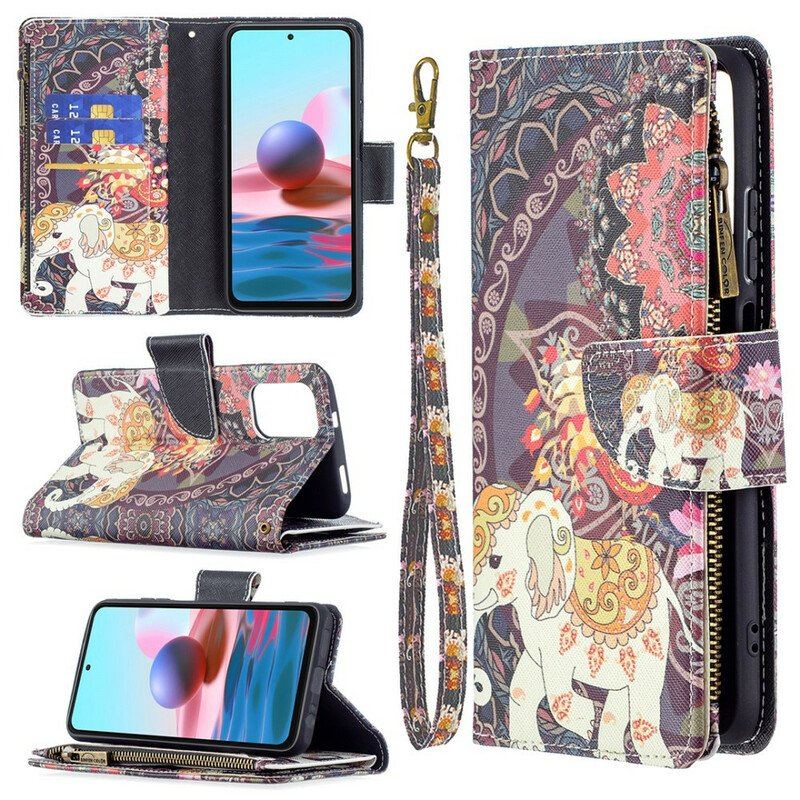 Etui Folio do Xiaomi Redmi Note 10 / 10S Zapinana Na Zamek Kieszeń Słonia