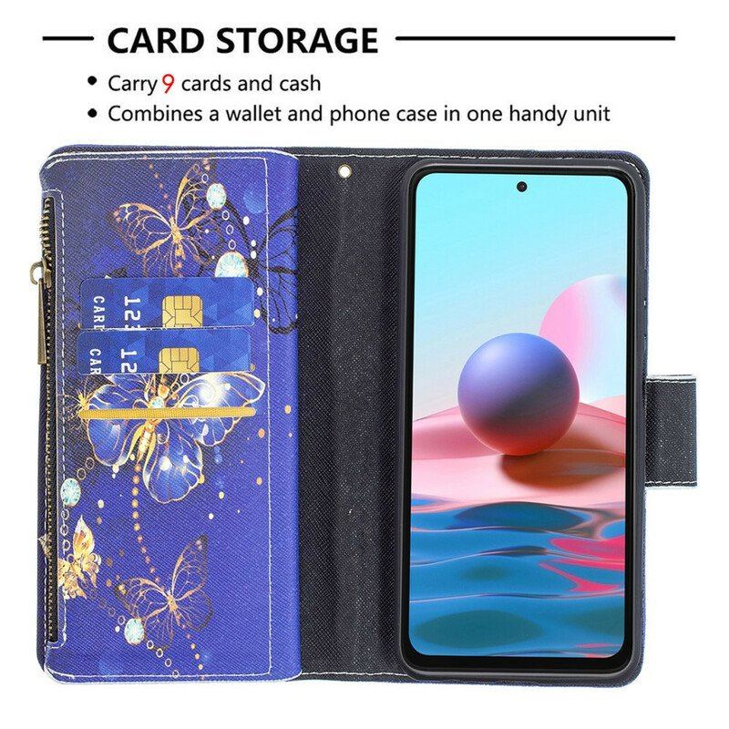 Etui Folio do Xiaomi Redmi Note 10 / 10S Zapinana Na Zamek Kieszeń W Motyle