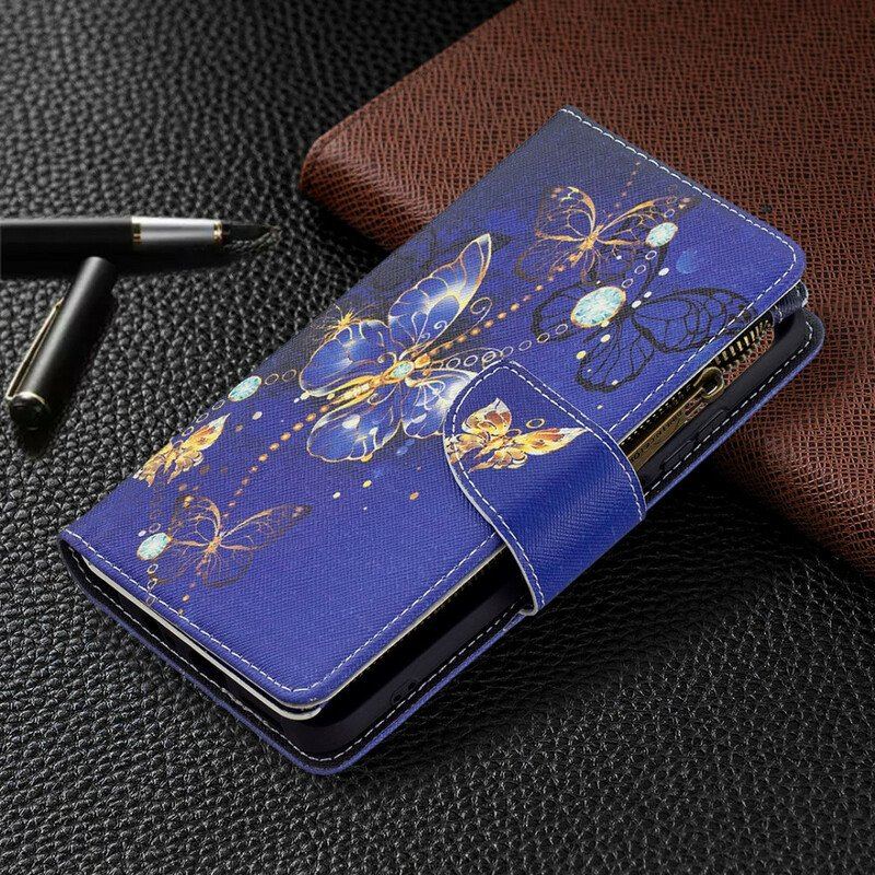 Etui Folio do Xiaomi Redmi Note 10 / 10S Zapinana Na Zamek Kieszeń W Motyle