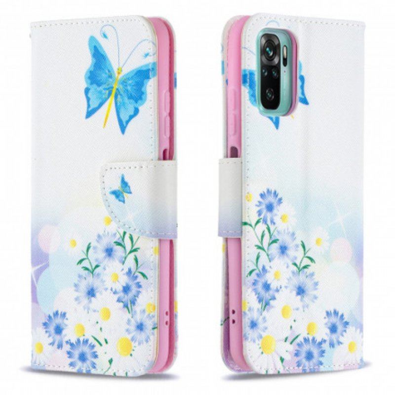 Etui Na Telefon Pokrowce do Xiaomi Redmi Note 10 / 10S Malowane Motyle I Kwiaty