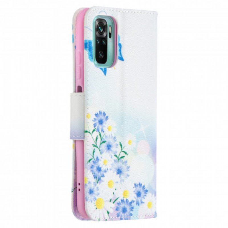 Etui Na Telefon Pokrowce do Xiaomi Redmi Note 10 / 10S Malowane Motyle I Kwiaty