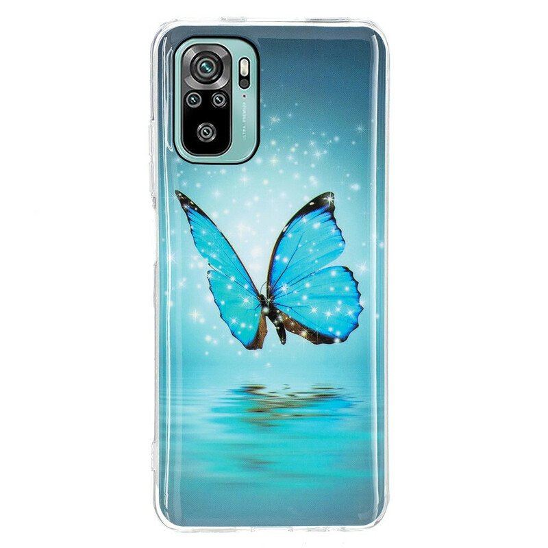 Futerały do Xiaomi Redmi Note 10 / 10S Fluorescencyjny Niebieski Motyl