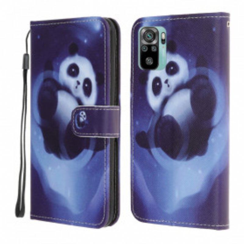 Obudowa Etui Na Telefon do Xiaomi Redmi Note 10 / 10S z Łańcuch Panda Space Ze Smyczą