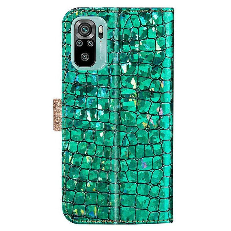 Skórzany Futerał do Xiaomi Redmi Note 10 / 10S Krokodylowe Diamenty