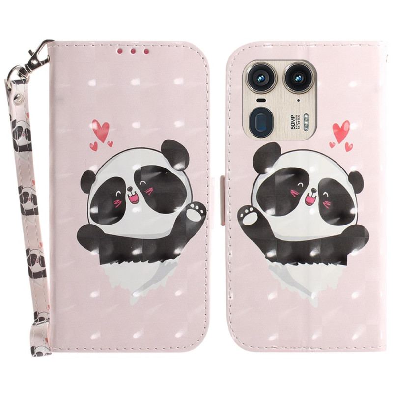 Etui Folio Motorola Edge 50 Ultra Panda Love Z Paskiem Etui Ochronne