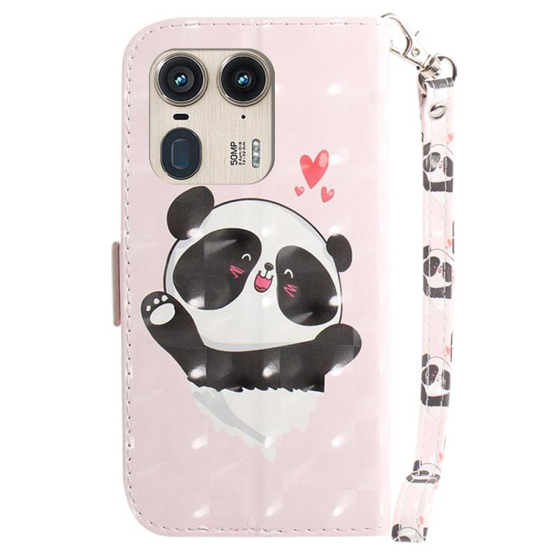 Etui Folio Motorola Edge 50 Ultra Panda Love Z Paskiem Etui Ochronne