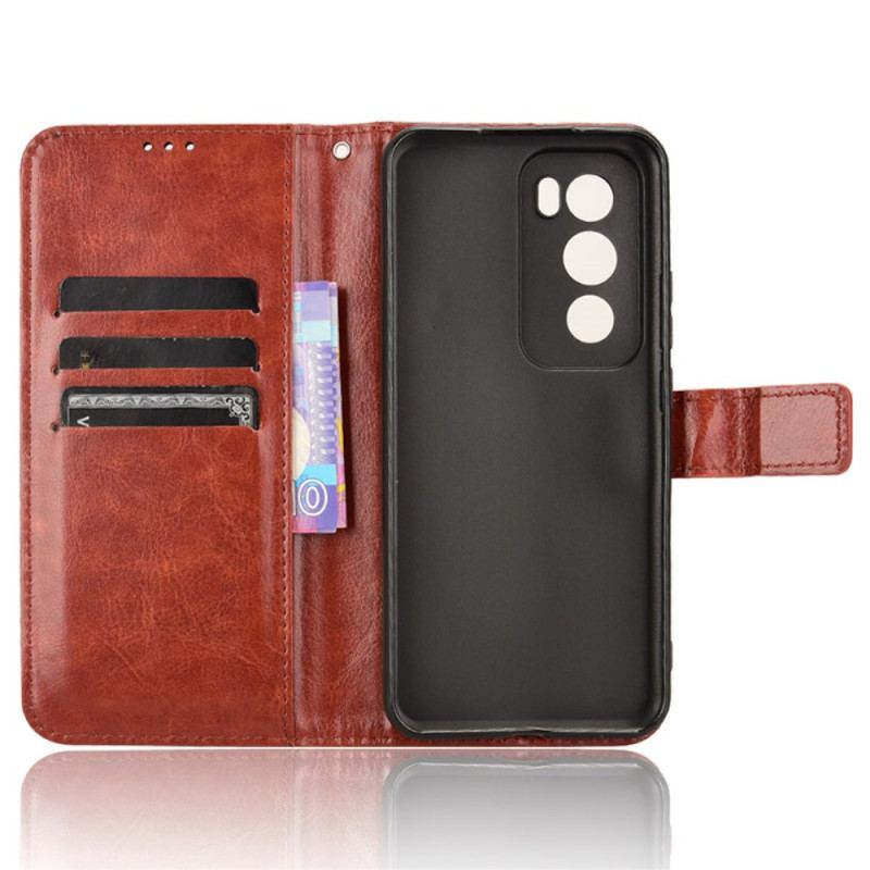 Etui Folio Oppo Reno 12 Pro 5g Błyszcząca Sztuczna Skóra Z Paskiem Etui Ochronne