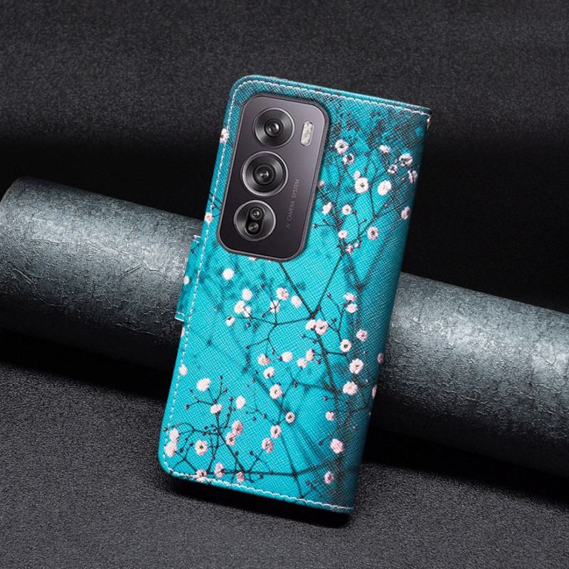 Skórzany Futerał Oppo Reno 12 Pro 5g Etui Na Telefon Kwitnące Gałęzie