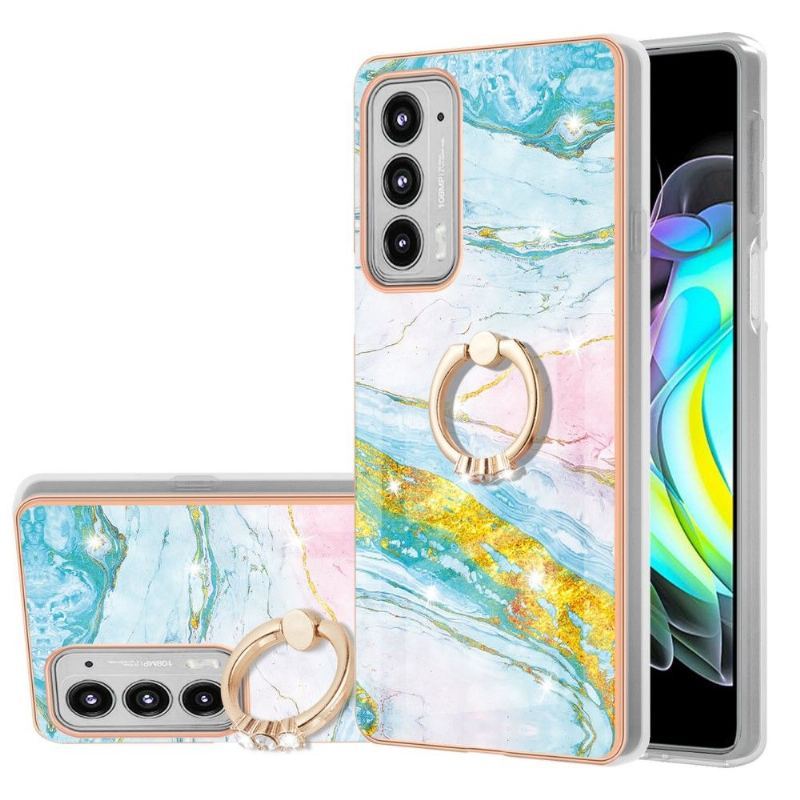 Etui do Motorola Edge 20 Marble Z Pierścieniem Funkcyjnym Wsparcia