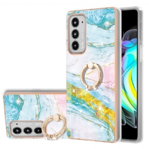 Etui do Motorola Edge 20 Marble Z Pierścieniem Funkcyjnym Wsparcia