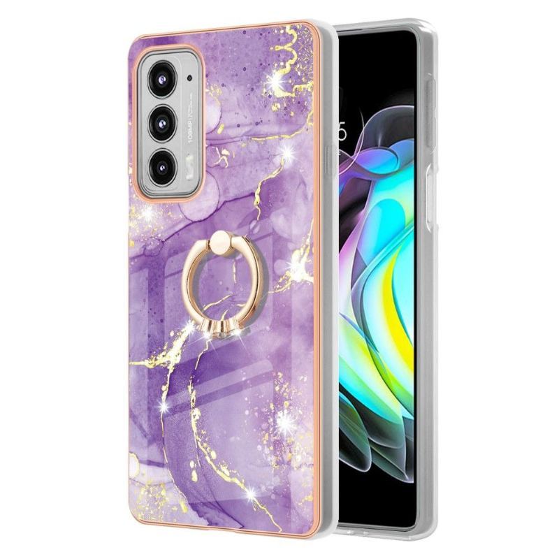 Etui do Motorola Edge 20 Marble Z Pierścieniem Funkcyjnym Wsparcia