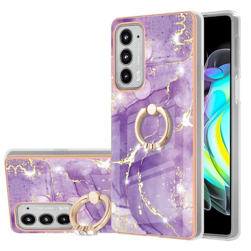 Etui do Motorola Edge 20 Marble Z Pierścieniem Funkcyjnym Wsparcia