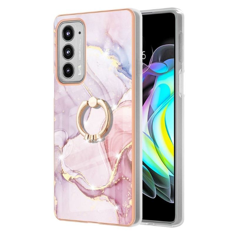 Etui do Motorola Edge 20 Marble Z Pierścieniem Funkcyjnym Wsparcia