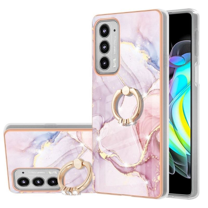 Etui do Motorola Edge 20 Marble Z Pierścieniem Funkcyjnym Wsparcia