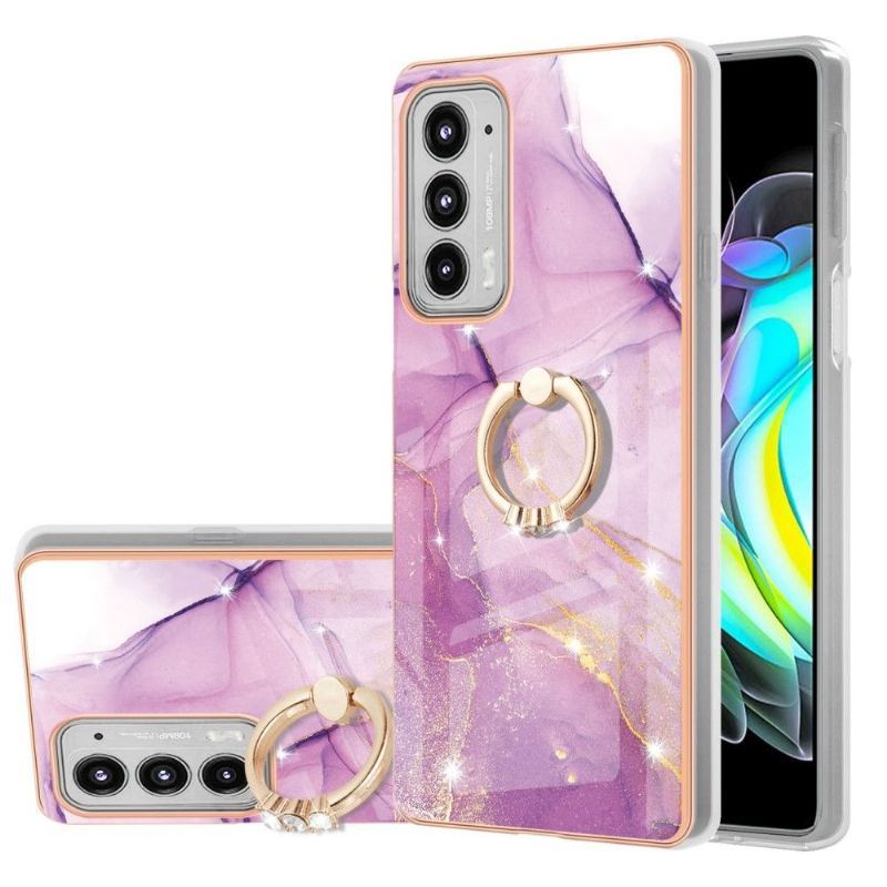 Etui do Motorola Edge 20 Marble Z Pierścieniem Funkcyjnym Wsparcia