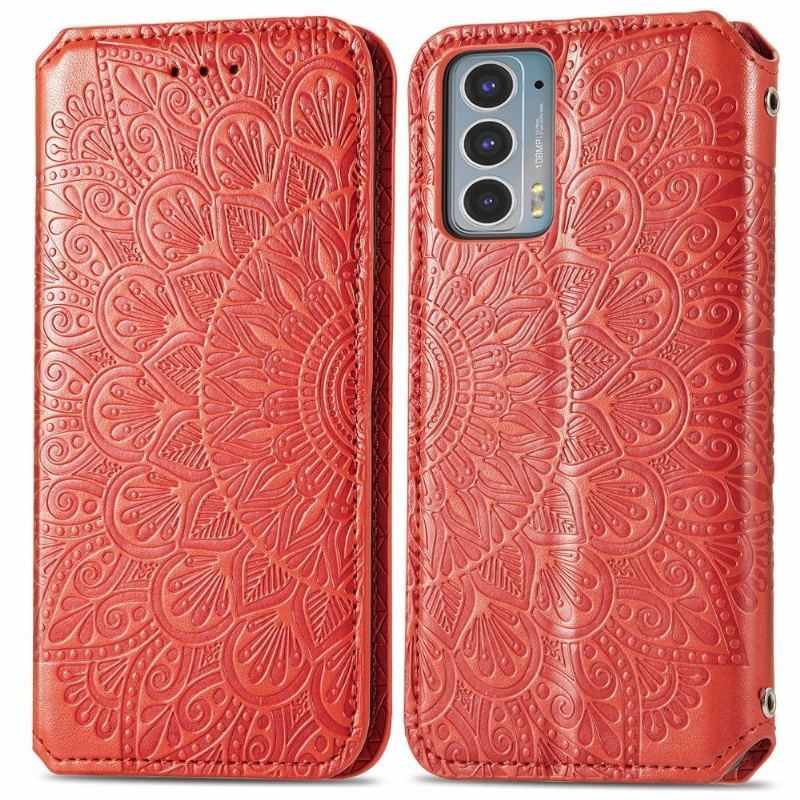 Skórzany Futerał do Motorola Edge 20 Anti-fall Etui Folio Flip Chic Mandala