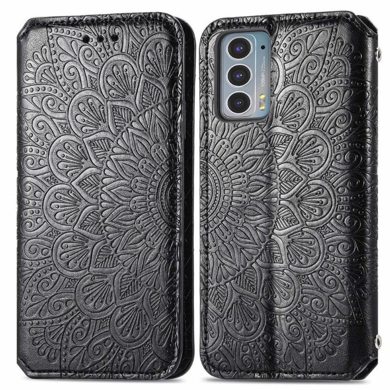 Skórzany Futerał do Motorola Edge 20 Anti-fall Etui Folio Flip Chic Mandala