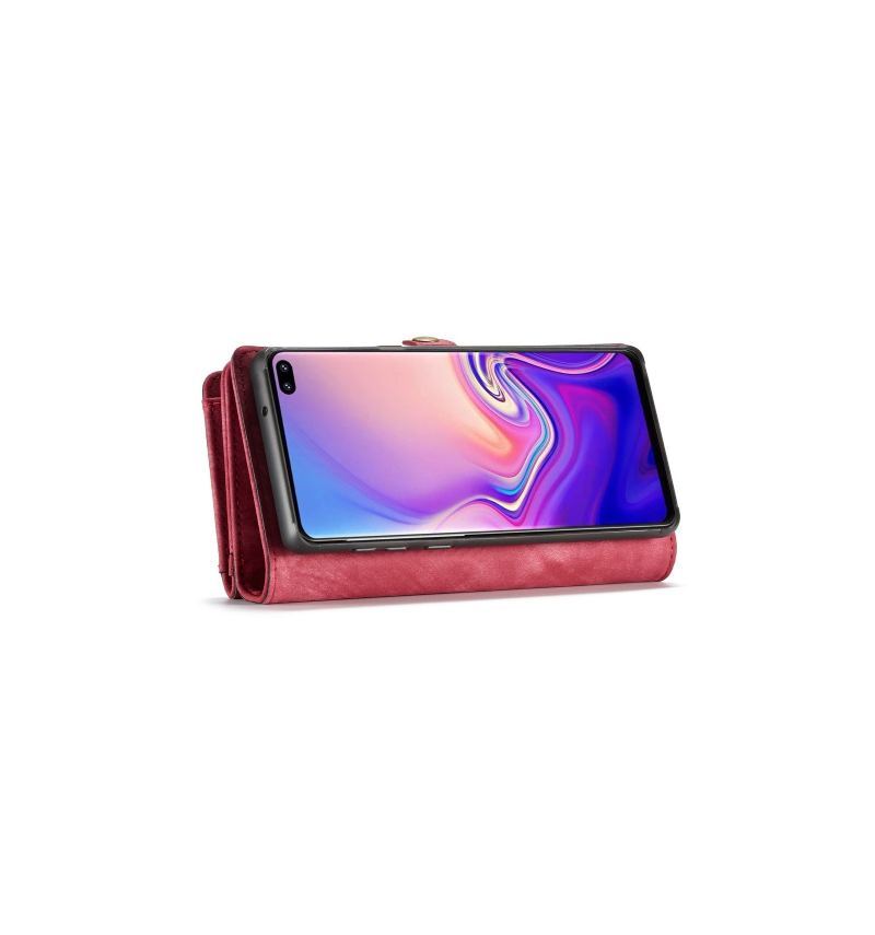 Futerały Etui do Samsung Galaxy S10 Obrzeża Portfel I Czerwona Sprawa