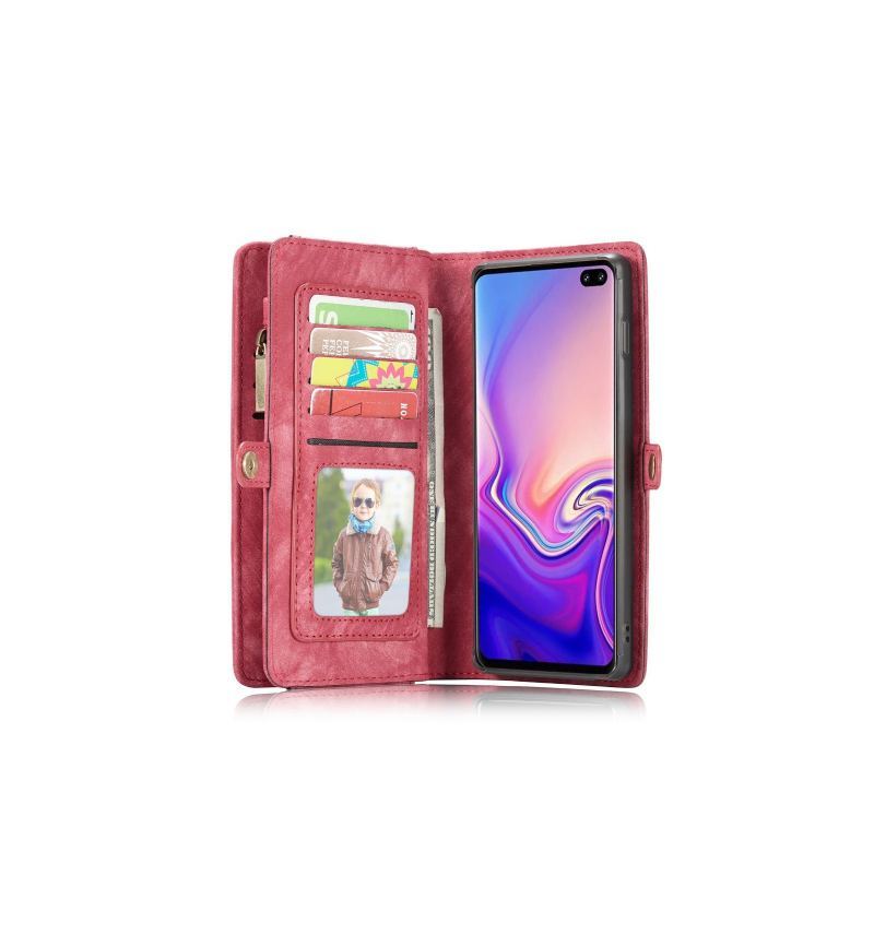 Futerały Etui do Samsung Galaxy S10 Obrzeża Portfel I Czerwona Sprawa