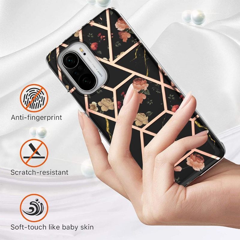 Etui do Xiaomi Mi 11i / Poco F3 Marmur I Kwiaty