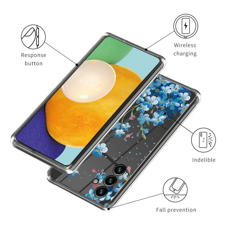 Etui Do Samsung Galaxy A15 5g Niebieskie Kwiaty