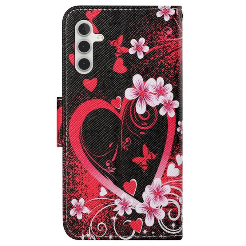 Etui Folio Do Samsung Galaxy A15 5g CZerwone Serce Z Paskiem