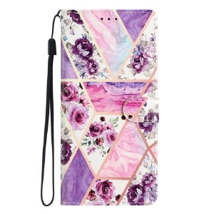 Etui Folio Do Samsung Galaxy A15 5g Fioletowe Kwiaty W Lainère