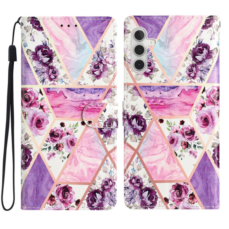 Etui Folio Do Samsung Galaxy A15 5g Fioletowe Kwiaty W Lainère