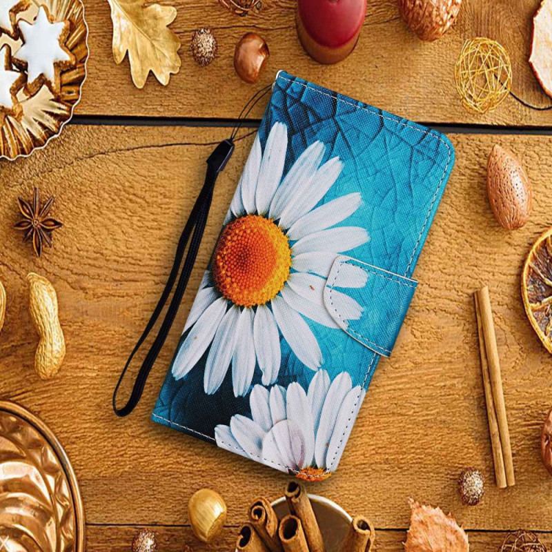 Etui Folio Samsung Galaxy A15 5g Chryzantema Z Dużym Paskiem Etui Ochronne