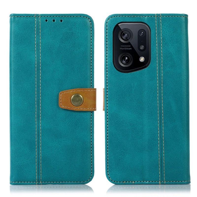 Etui Folio do Oppo Find X5 Classic Premium Faux Leather Z Przeszyciami