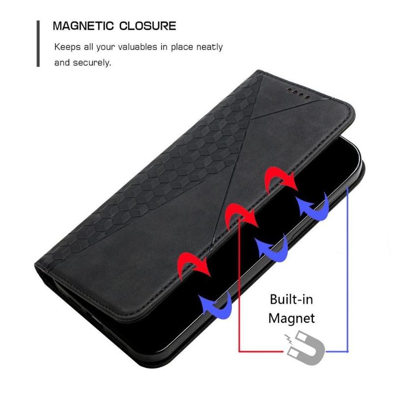 Skórzany Futerał do Oppo Find X5 Anti-fall Faux Leather Geometry Design