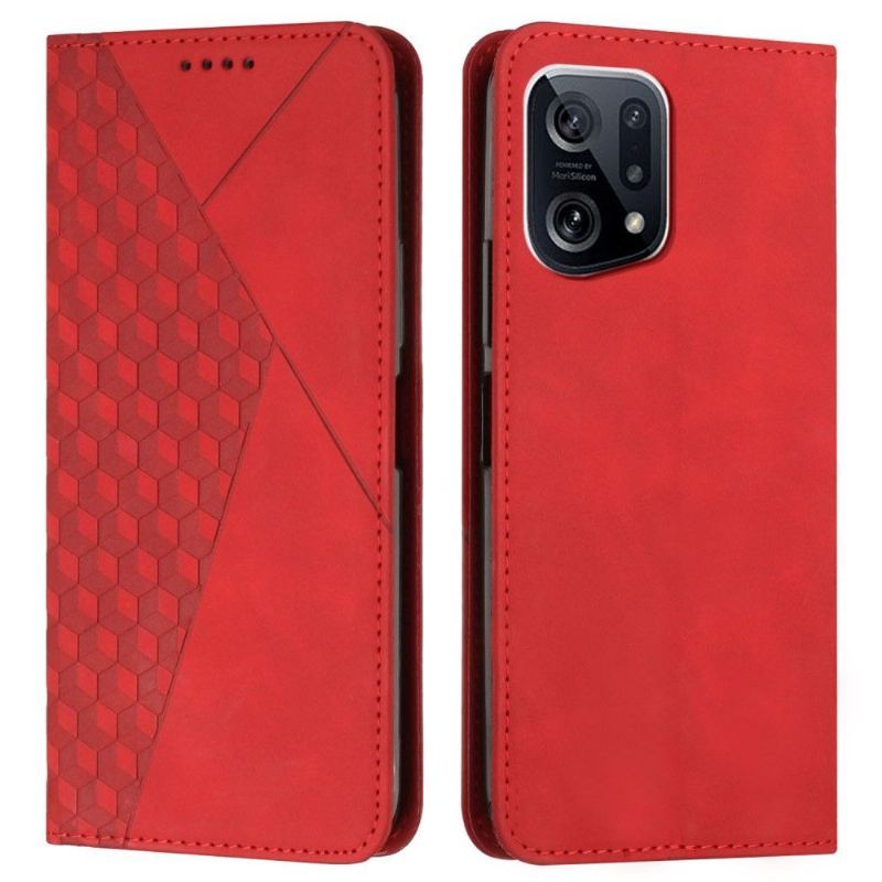 Skórzany Futerał do Oppo Find X5 Anti-fall Faux Leather Geometry Design