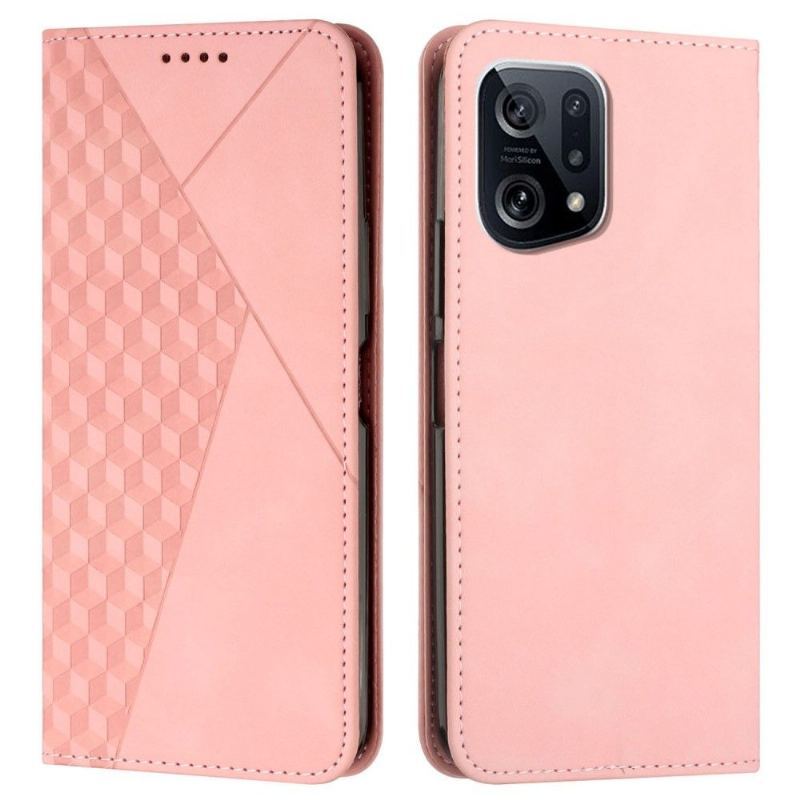 Skórzany Futerał do Oppo Find X5 Anti-fall Faux Leather Geometry Design