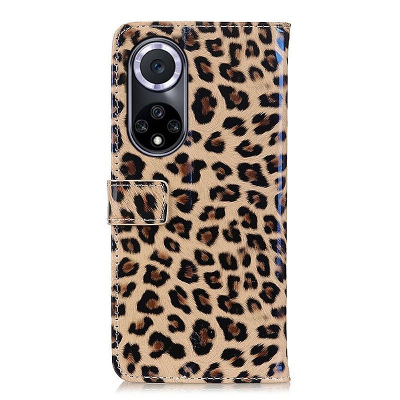 Skórzany Futerał do Honor 50 / Huawei Nova 9 Anti-fall Faux Leather Leopard Style