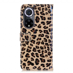 Skórzany Futerał do Honor 50 / Huawei Nova 9 Anti-fall Faux Leather Leopard Style