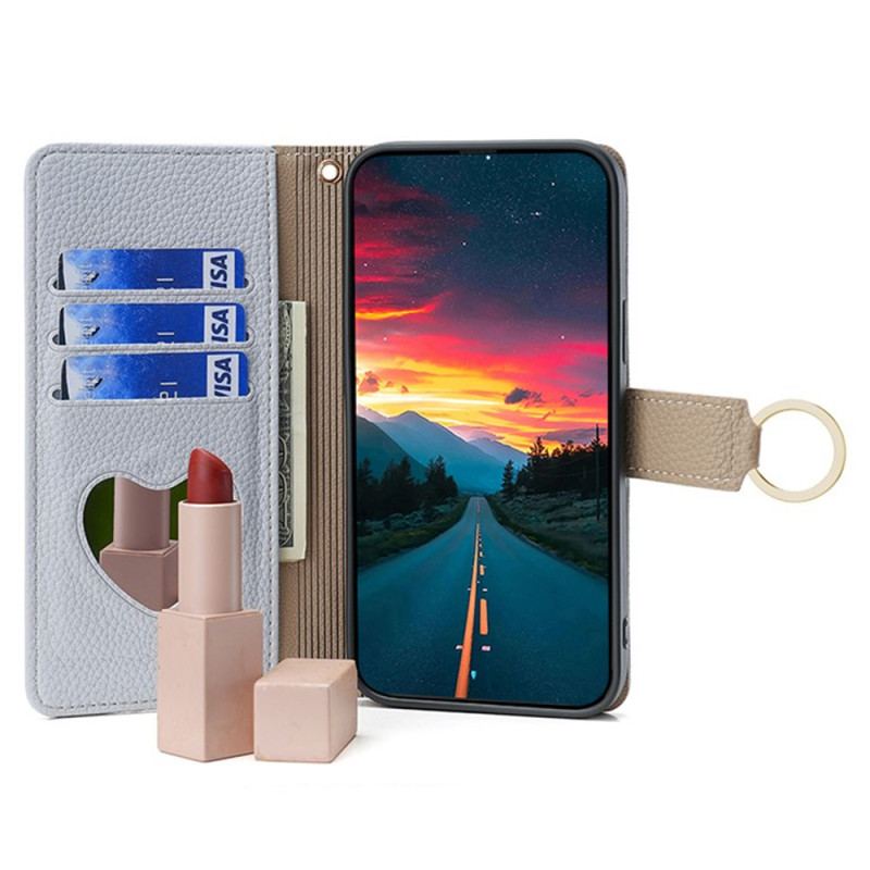 Etui Folio Do Realme 12 Plus 5g Zintegrowane Lustro I Łańcuch