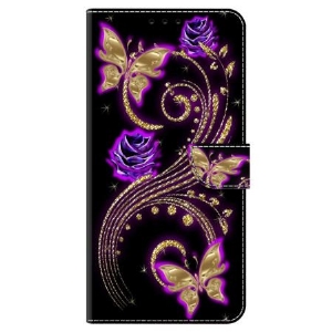 Etui Folio Honor X9b / Magic 6 Lite Fioletowe Kwiaty I Motyle Etui Ochronne