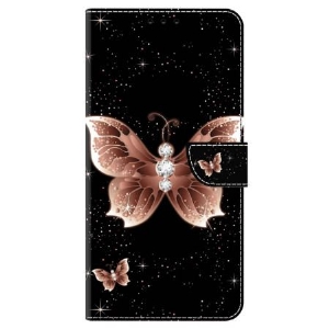 Skórzany Futerał Honor X9b / Magic 6 Lite Etui Na Telefon Różowy Diamentowy Motyl