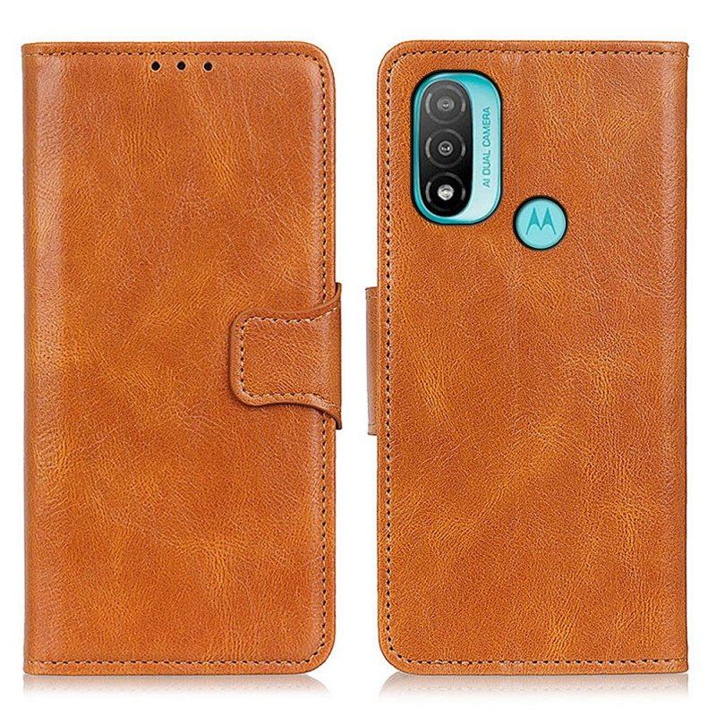 Etui Folio do Moto E40 / E30 / E20 Dwustronne Zapięcie Z Efektem Skóry