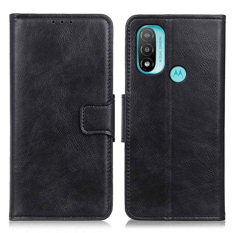 Etui Folio do Moto E40 / E30 / E20 Dwustronne Zapięcie Z Efektem Skóry